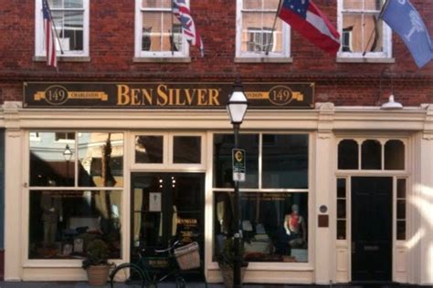Ben silver charleston - Ben Silver's is known for its signature blazer buttons, the fantastic collection of tweed jackets, well-fitted trousers, crisp shirts and vibrant ties are made from the finest fabrics and are of top-quality. Also on sale are stylish eye-gear, shoes and accessories, all laid out at the flagship store in Charleston, the interiors of which are reminiscent of a …